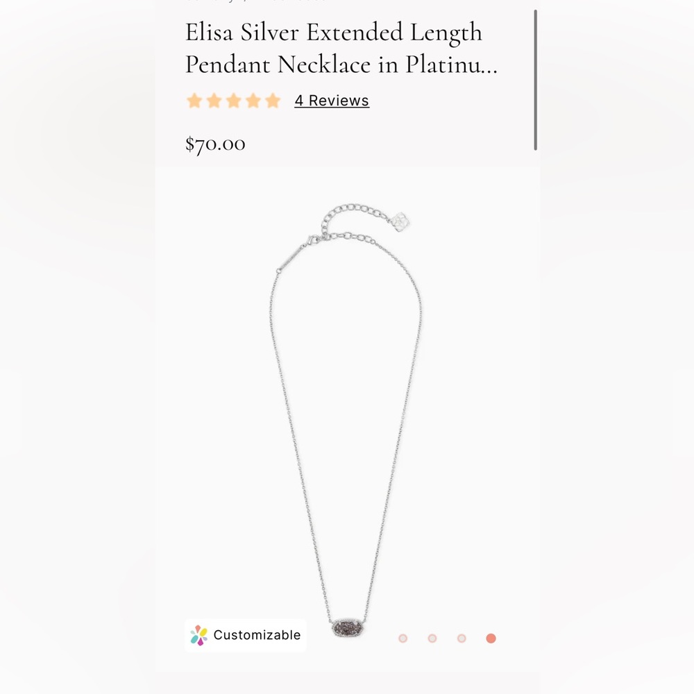 Kendra Scott Elisa Silver Extended Length Pendant Necklace in Platinum Drusy